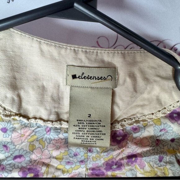 Elevenses blazer tshirt cardigan style top button up beige tan cream floral π - Picture 8 of 10